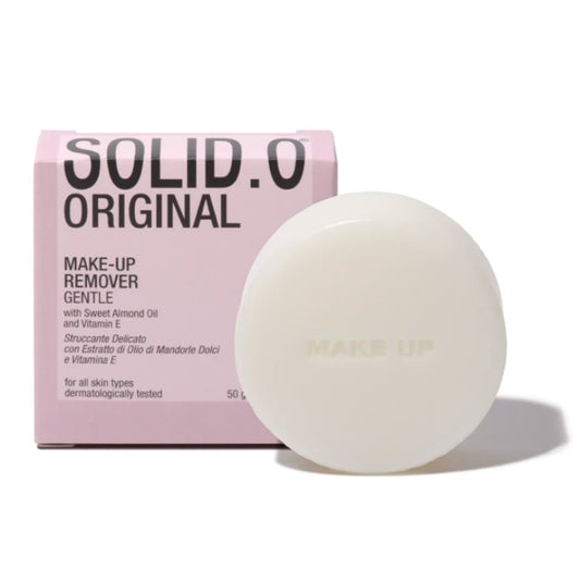 Gentle solid face make-up remover