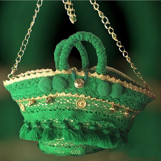Small raffia bag green