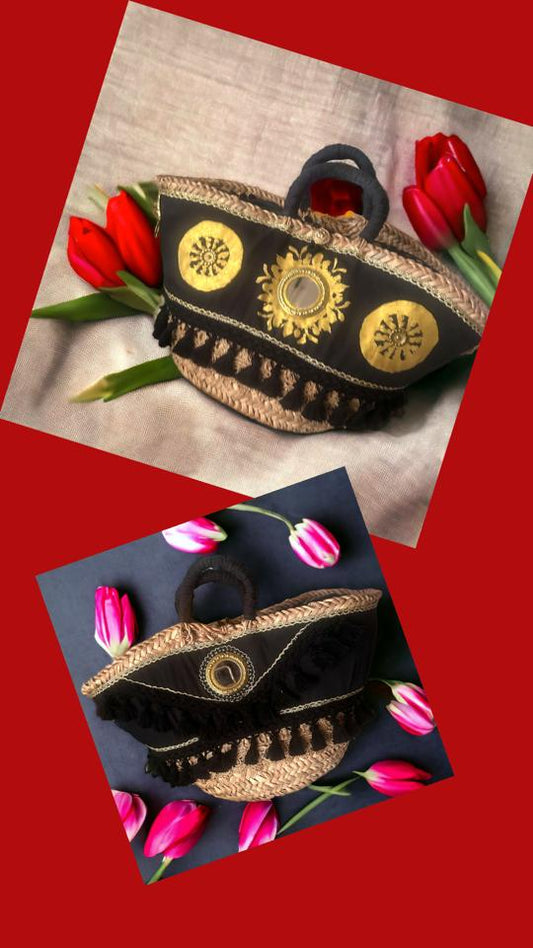 Raffia black bag